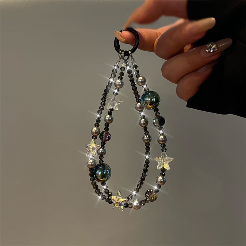 Faux Phone Lanyard Star Pearl