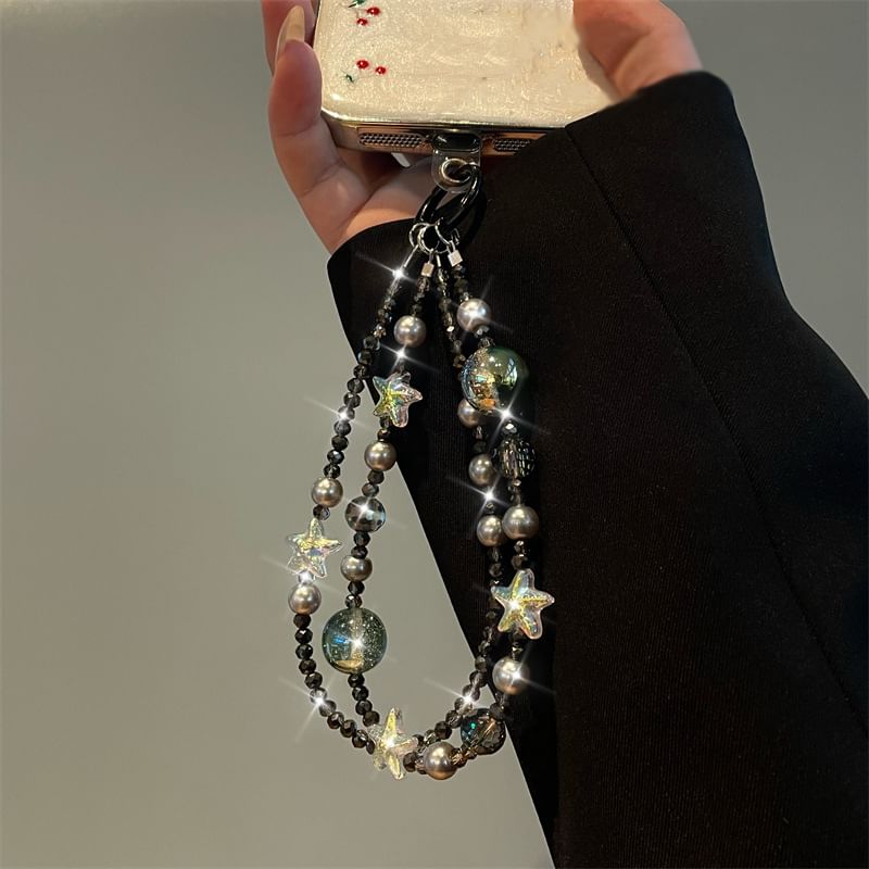 Faux Phone Lanyard Star Pearl