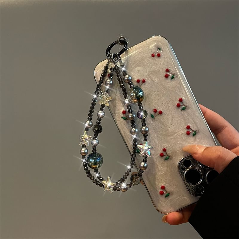 Faux Phone Lanyard Star Pearl