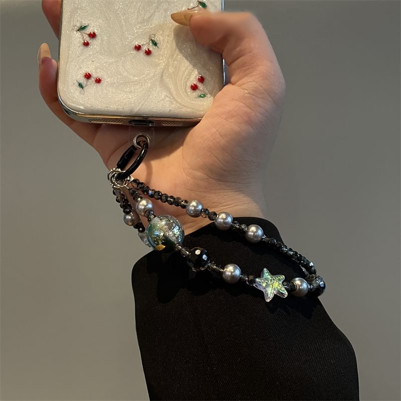 Faux Phone Lanyard Star Pearl