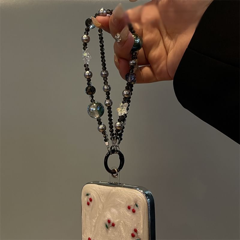 Faux Phone Lanyard Star Pearl