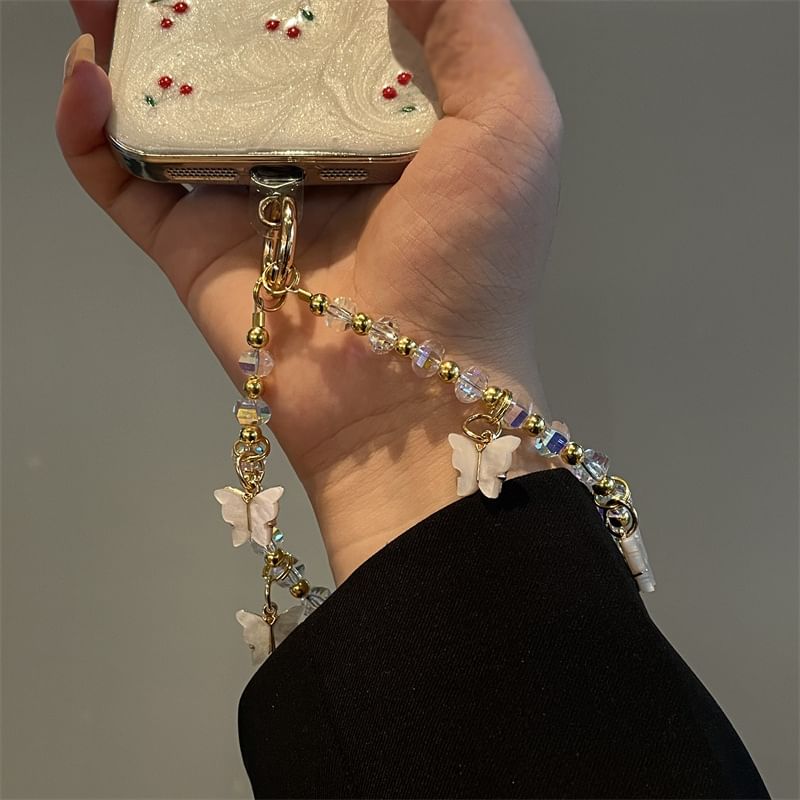 Phone Lanyard Beaded Butterfly
