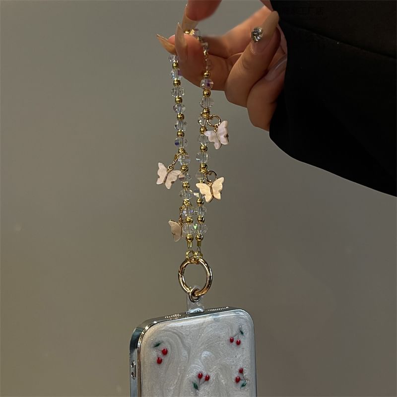 Phone Lanyard Beaded Butterfly