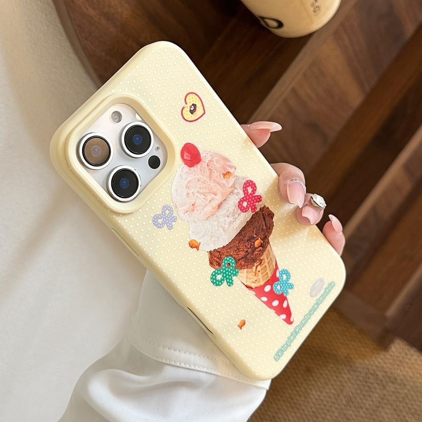 Cream Print Case Phone Ice