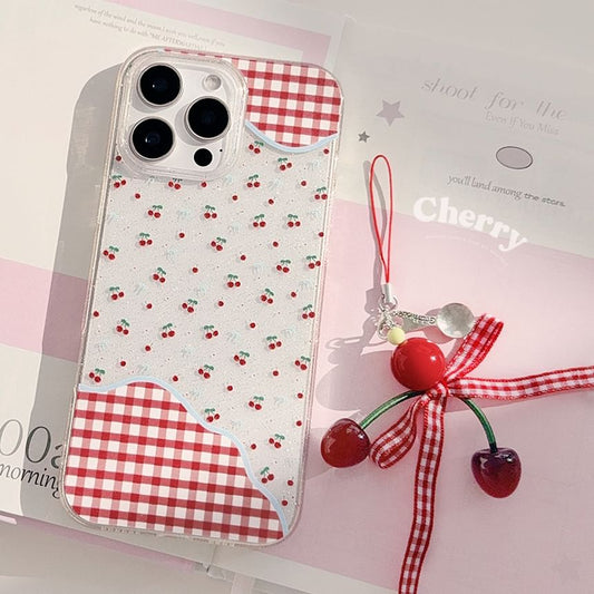 Plaid Phone Case / Cherry Strap / Set