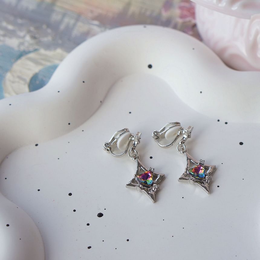 Gemstone On Dangle Earring / Clip