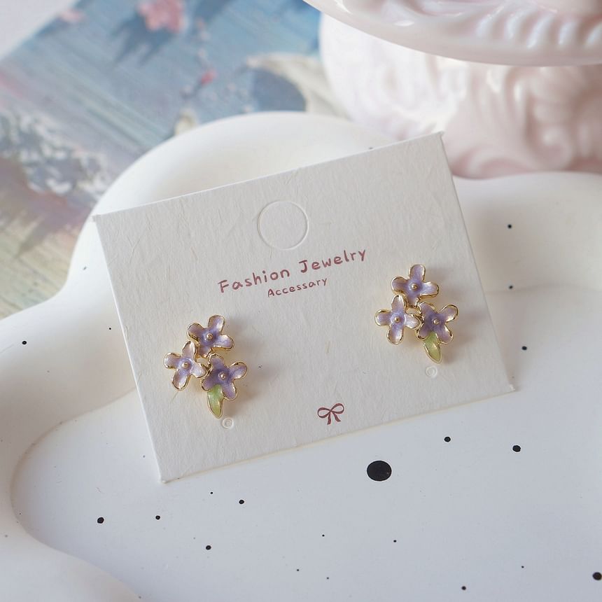 Clip Earring Floral Stud / On
