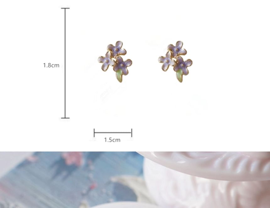 Clip Earring Floral Stud / On