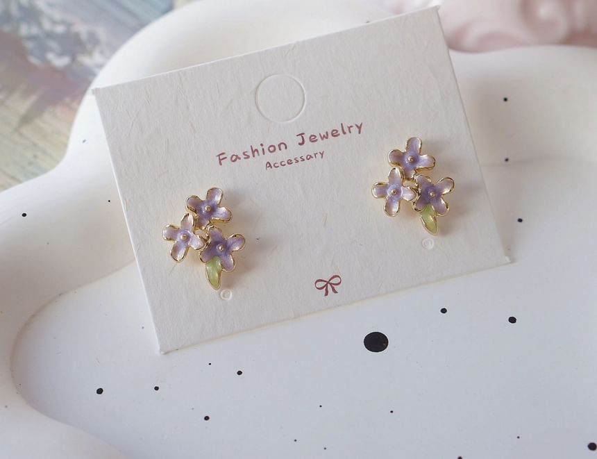 Clip Earring Floral Stud / On