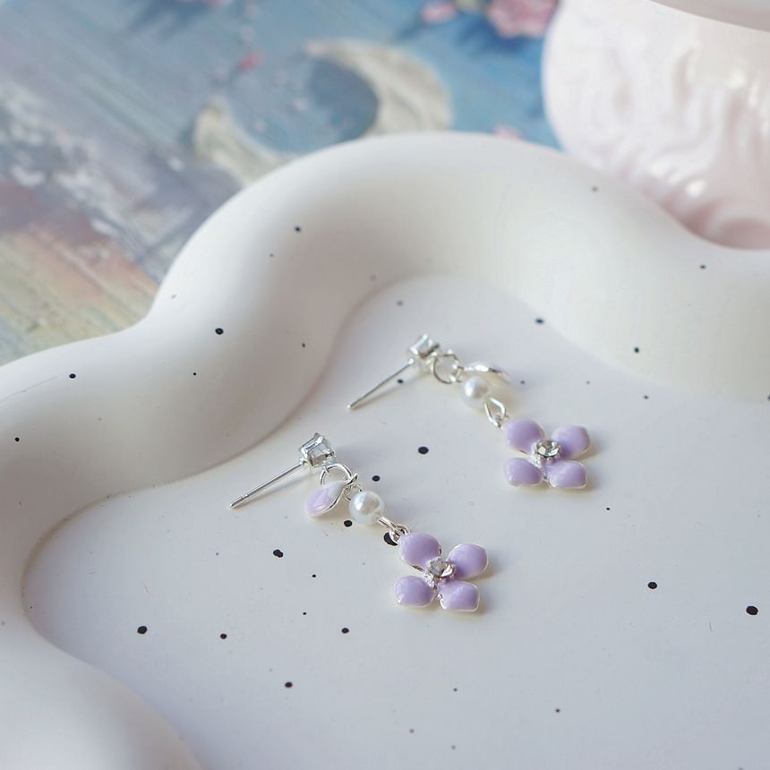 Floral Earring Dangle Clip On /