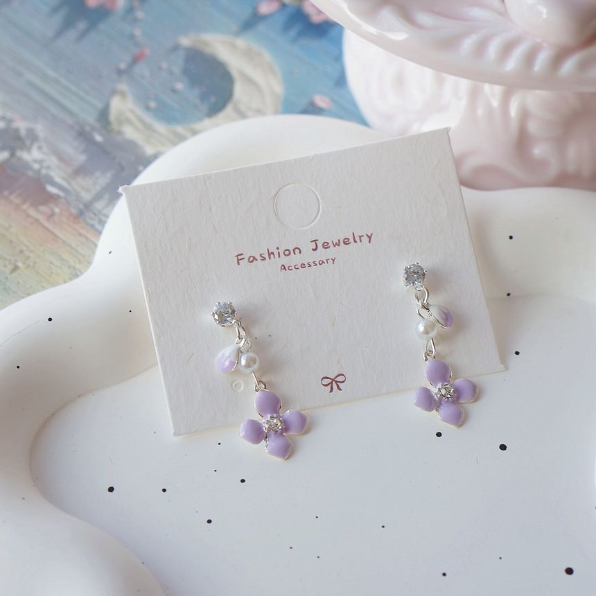 Floral Earring Dangle Clip On /