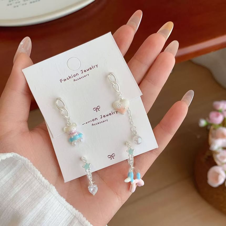 Earring Bear Dangle Asymmetrical