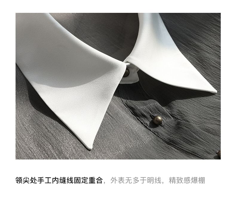 Set: Long-Sleeve Two Tone Sheer Shirt + Camisole Top