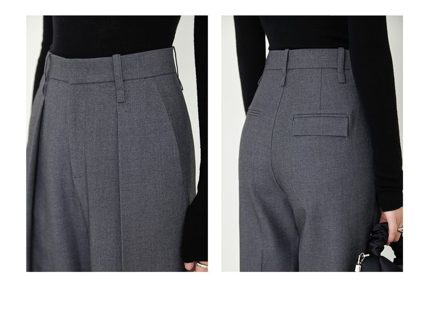 High Rise Plain Loose Fit Suit Pants