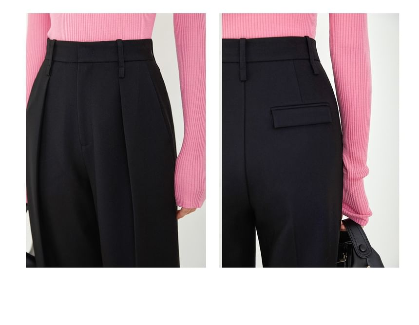 High Rise Plain Loose Fit Suit Pants