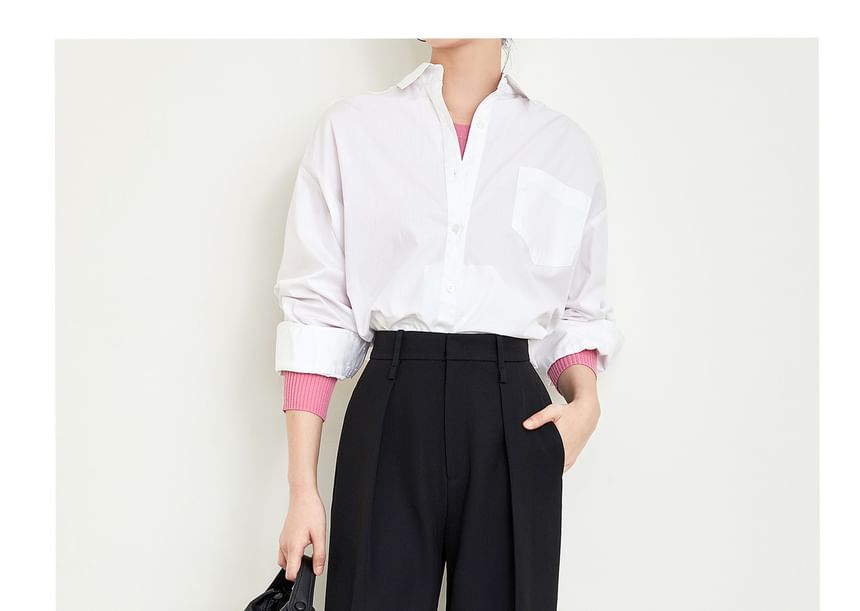 High Rise Plain Loose Fit Suit Pants