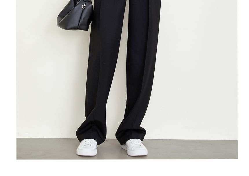 High Rise Plain Loose Fit Suit Pants