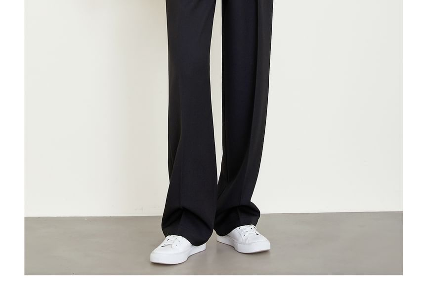 High Rise Plain Loose Fit Suit Pants