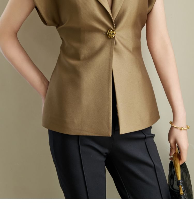 Short-Sleeve Twisted Plain Shirt