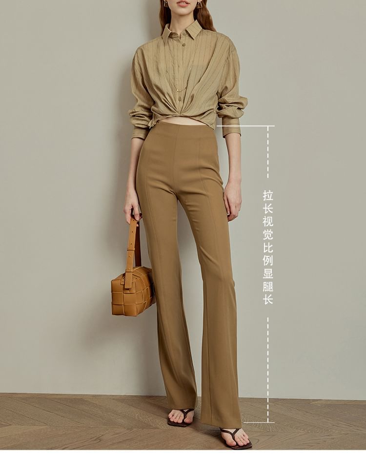 High Rise Plain Bootcut Pants