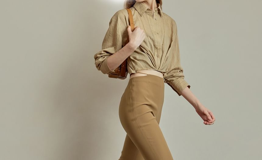 High Rise Plain Bootcut Pants