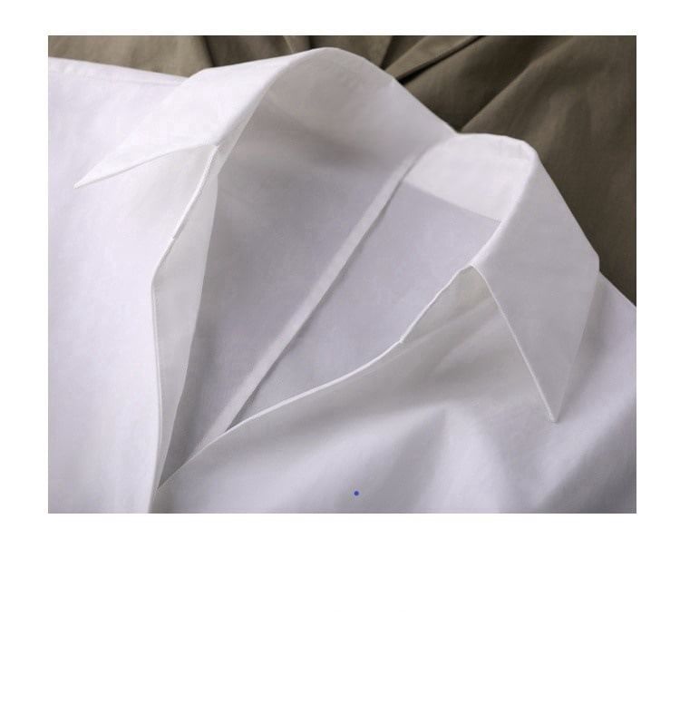 Puff-Sleeve V-Neck Plain Blouse