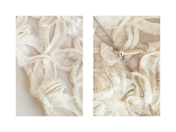 Short-Sleeve cold Shoulder Floral Pattern Blouse