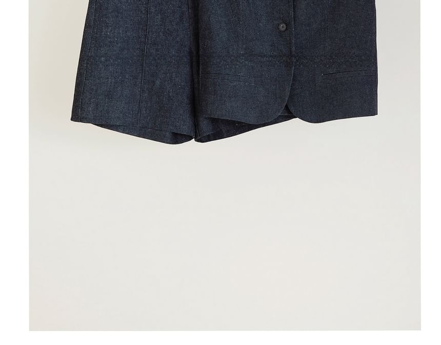 V-Neck Denim Button-Up Vest / Shorts