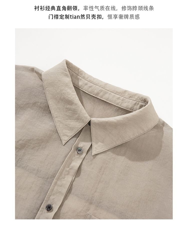 Long-Sleeve sheer Shirt / Spaghetti Strap Maxi Dress