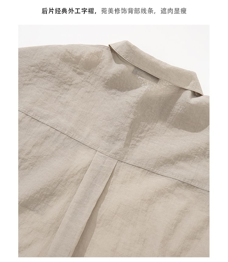 Long-Sleeve sheer Shirt / Spaghetti Strap Maxi Dress