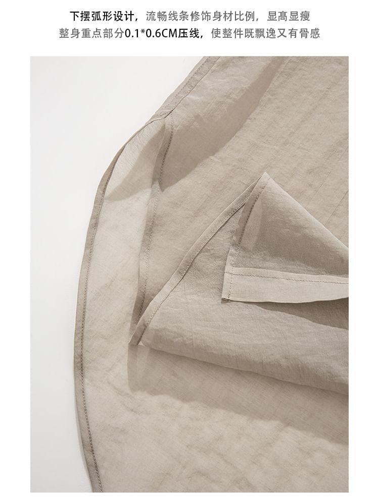 Long-Sleeve sheer Shirt / Spaghetti Strap Maxi Dress