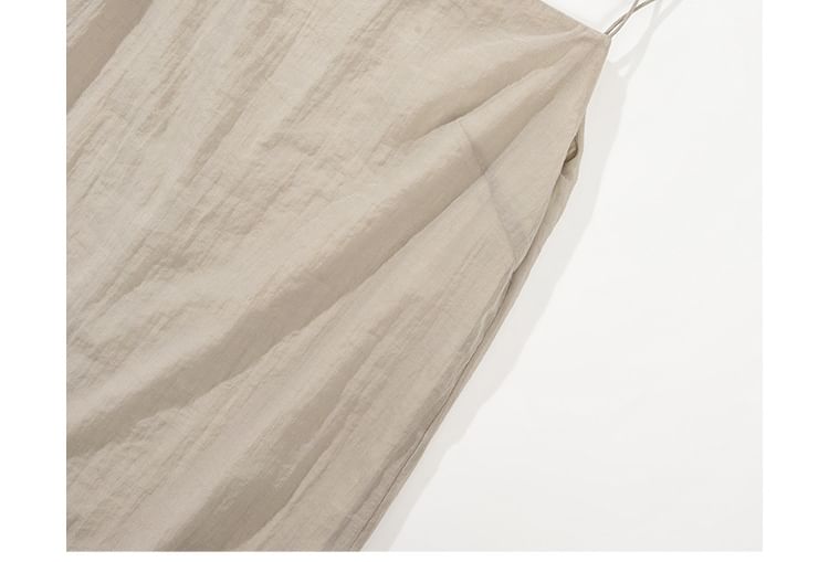 Long-Sleeve sheer Shirt / Spaghetti Strap Maxi Dress