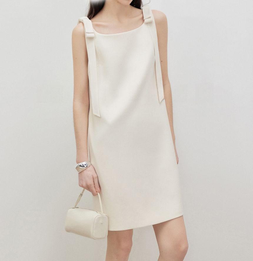 Sleeveless Square Neck Plain Shirt Dress