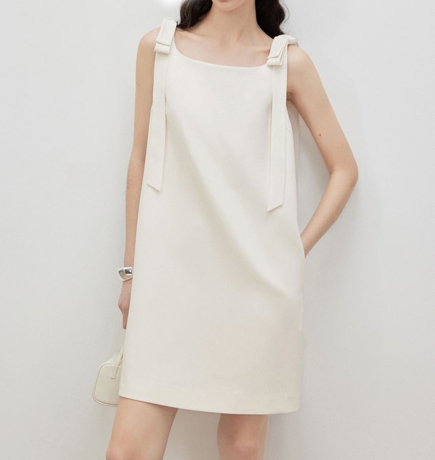 Sleeveless Square Neck Plain Shirt Dress