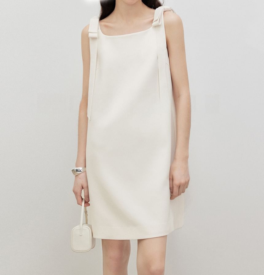 Sleeveless Square Neck Plain Shirt Dress
