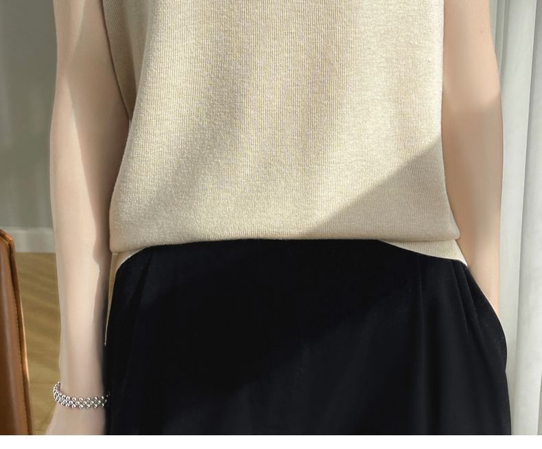 Crewneck Glitter Plain Sweater Vest