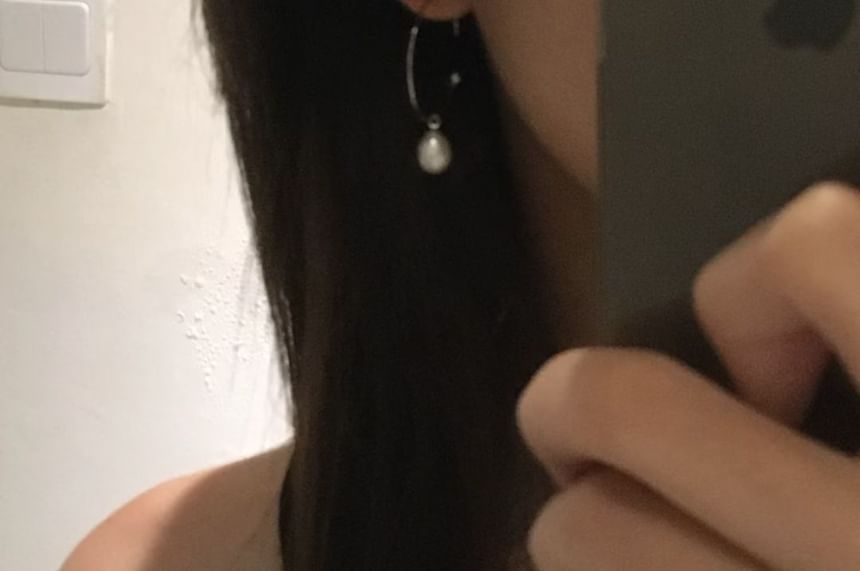 Open Pearl Earring Hoop Faux Drop