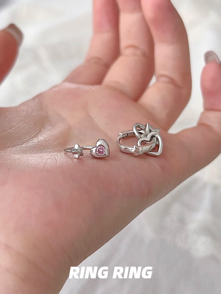 Heart Rhinestone Earring Star Asymmetrical
