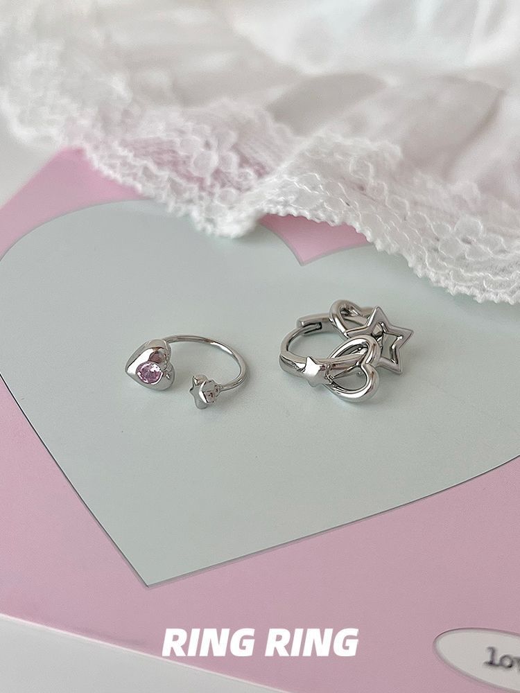 Heart Rhinestone Earring Star Asymmetrical