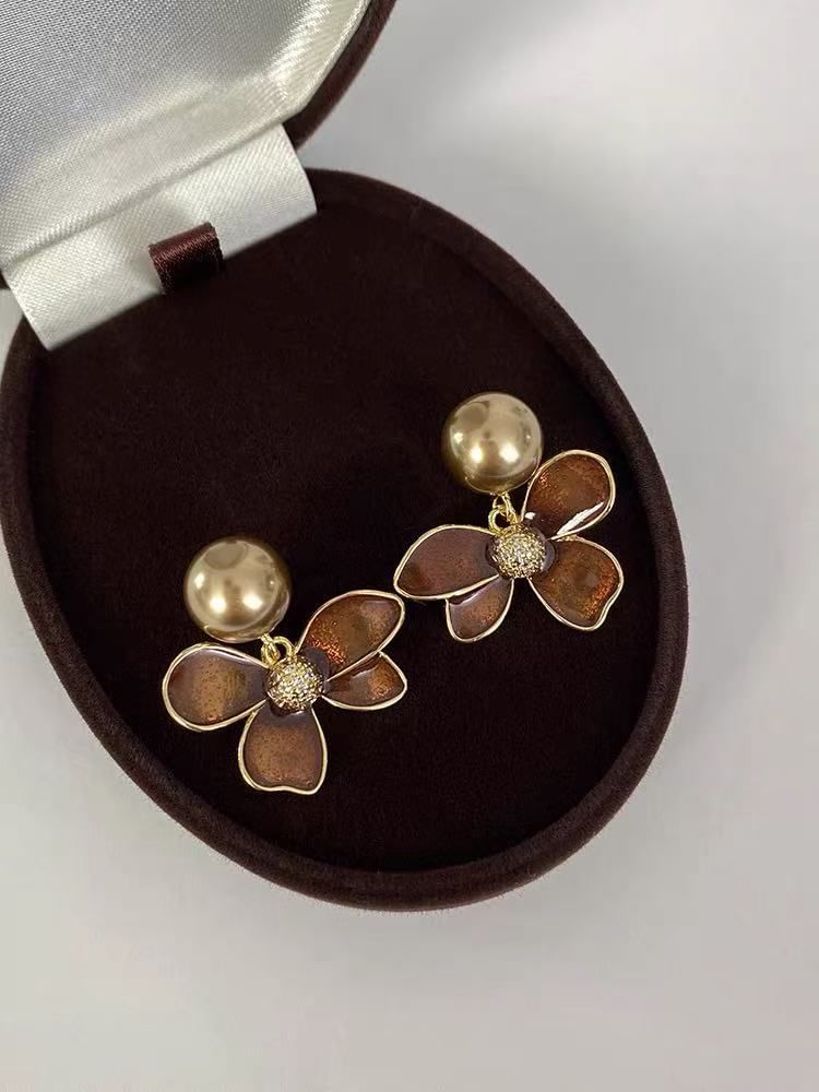 Glaze Flower Drop Earring