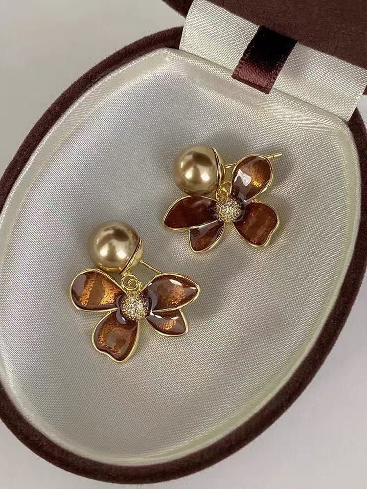 Glaze Flower Drop Earring