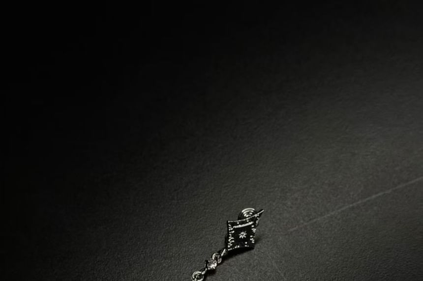 Rhinestone Clip-On Drop Rhombus Earring