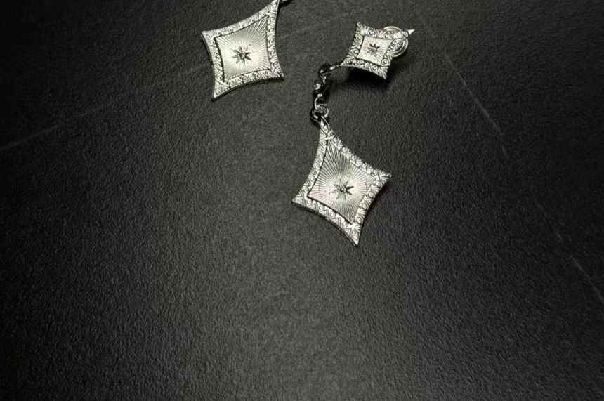 Rhinestone Clip-On Drop Rhombus Earring