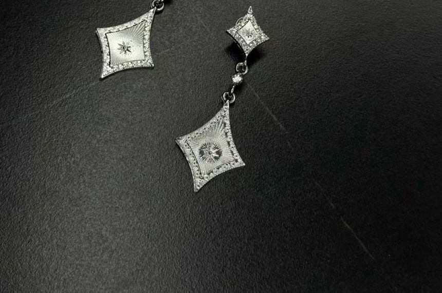 Rhinestone Clip-On Drop Rhombus Earring