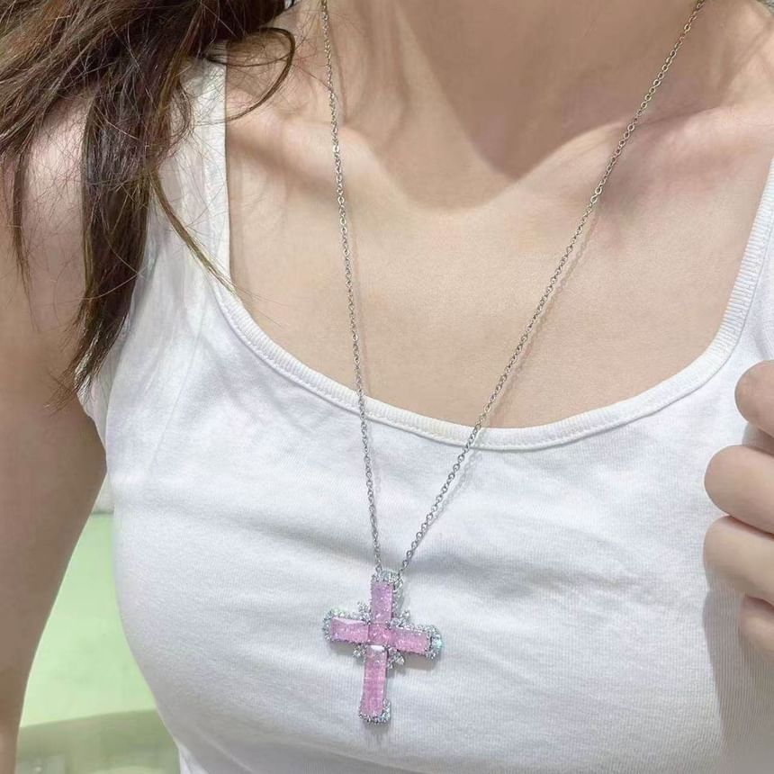 Necklace Cross Rhinestone Pendant