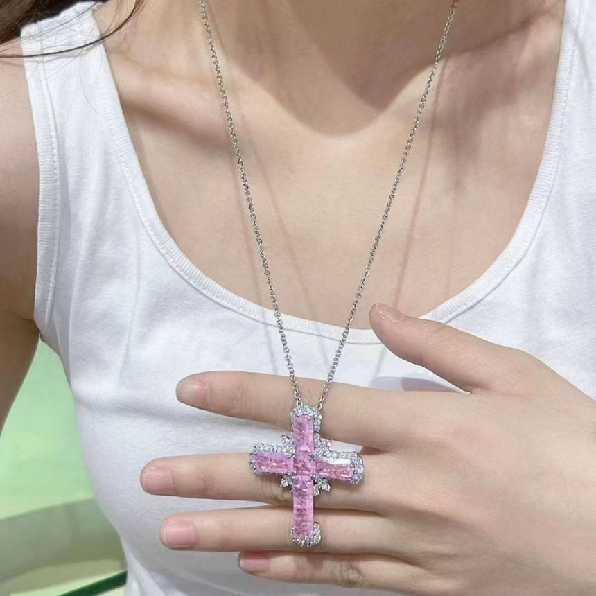 Necklace Cross Rhinestone Pendant