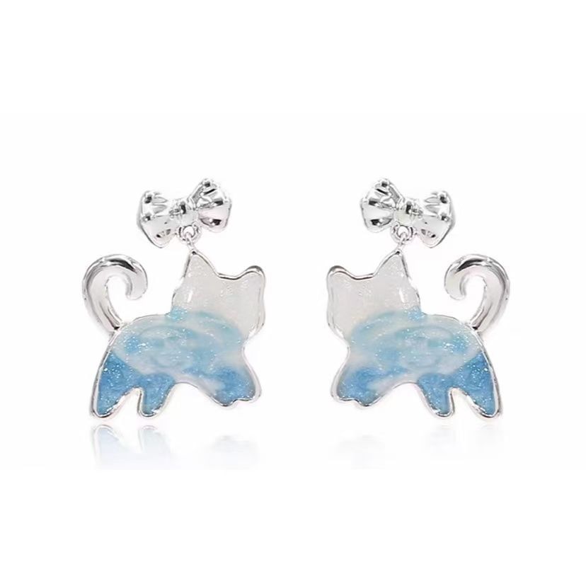 Cat Drop Earring Bow