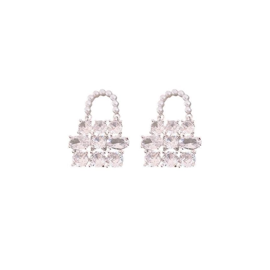 Faux Drop Handbag Earring Rhinestone Pearl