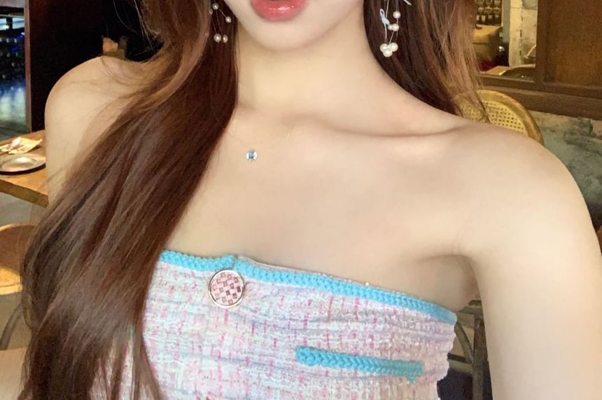 Drop Fringed Faux Pearl Bow Earring