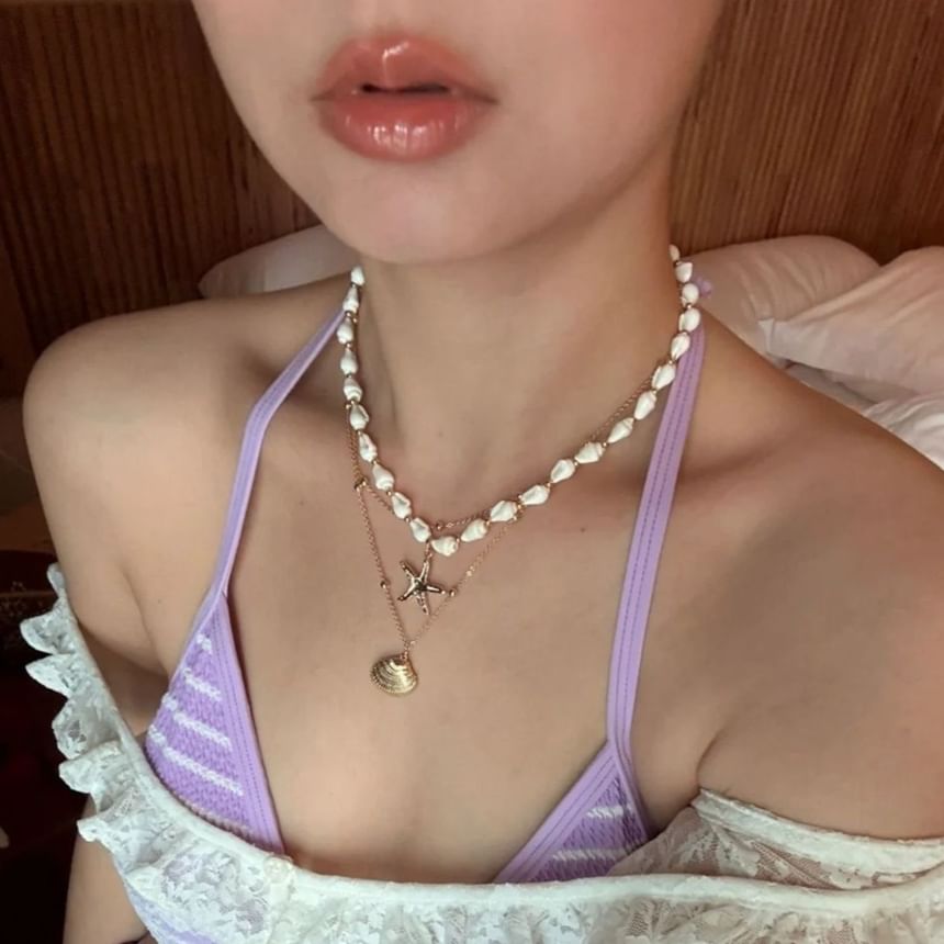 Chain Station Shell Pendant + Necklace Set: Starfish